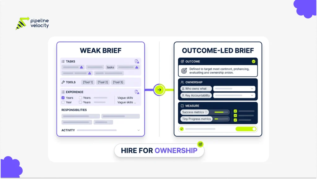 A comparison shows how vague fractional CMO briefs can be rewritten around measurable outcomes