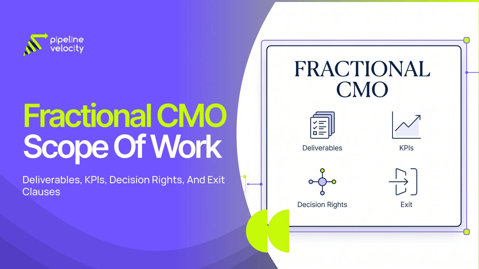 Build a fractional CMO scope of work with clear deliverables, KPIs, decision rights, client duties and practical exit clauses.